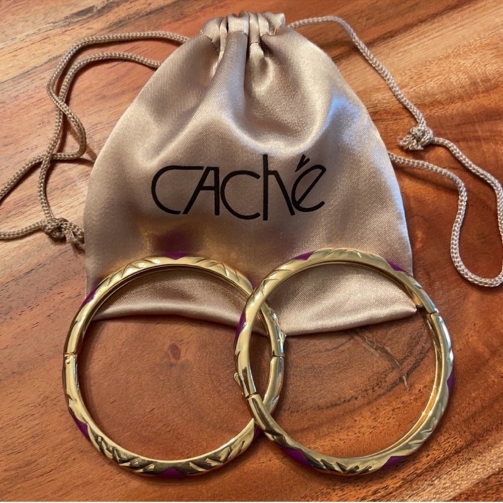 Cache Gold Bangles with Purple Highlights - Picture 3 of 10
